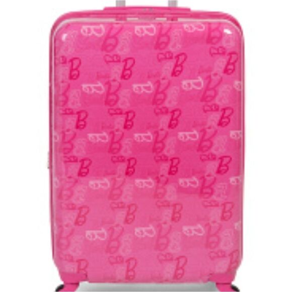 FUL X Barbie Repeat Logo Hard Side Expandable Carry-On Luggage - Picture 1 of 9